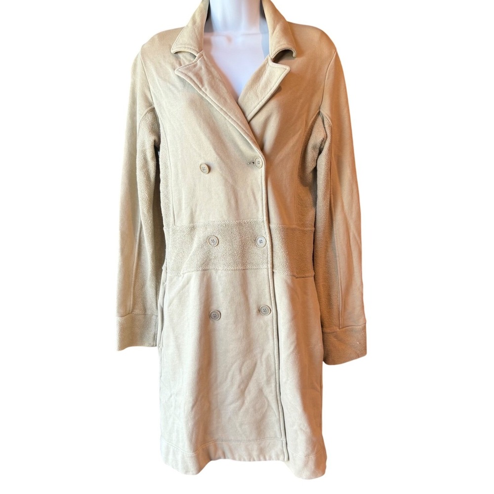 James Perse Double Breasted Cotton Coat Long‎ Jacket Women's Sz Medium (2) Beige